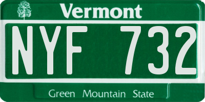 VT license plate NYF732
