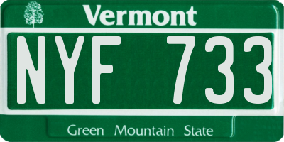 VT license plate NYF733