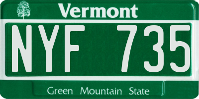 VT license plate NYF735