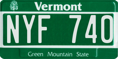 VT license plate NYF740