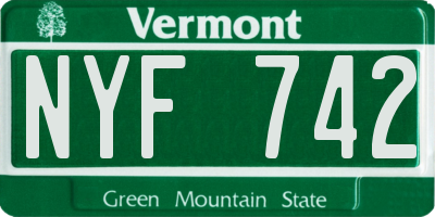 VT license plate NYF742