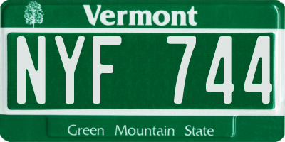 VT license plate NYF744