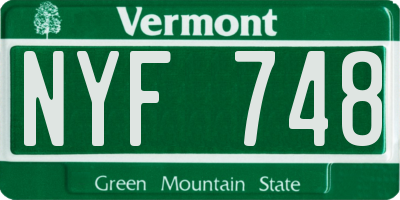 VT license plate NYF748