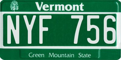 VT license plate NYF756