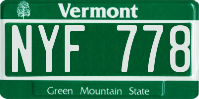 VT license plate NYF778
