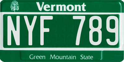 VT license plate NYF789