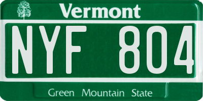 VT license plate NYF804