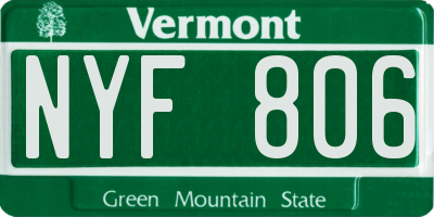 VT license plate NYF806