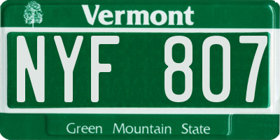 VT license plate NYF807