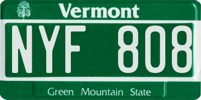 VT license plate NYF808