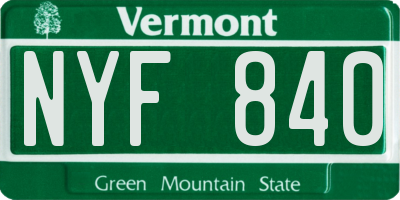 VT license plate NYF840