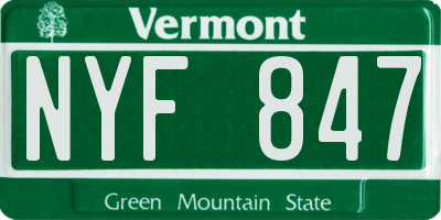 VT license plate NYF847