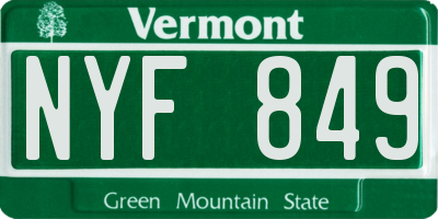 VT license plate NYF849