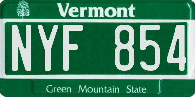 VT license plate NYF854