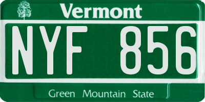 VT license plate NYF856