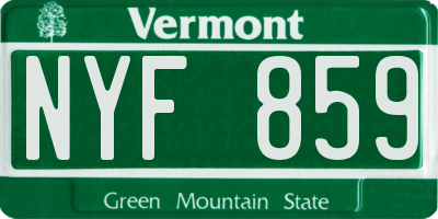 VT license plate NYF859