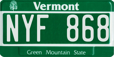 VT license plate NYF868