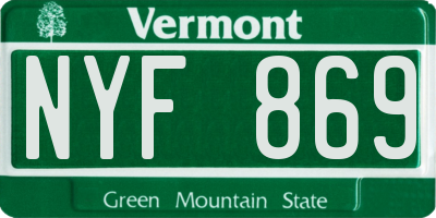 VT license plate NYF869