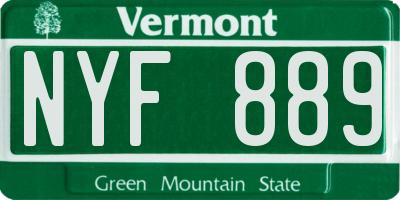 VT license plate NYF889