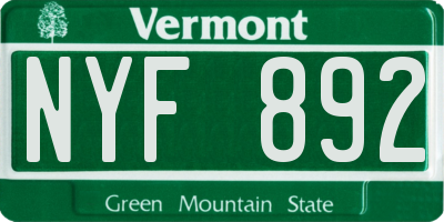 VT license plate NYF892