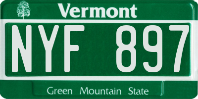 VT license plate NYF897