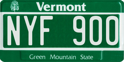 VT license plate NYF900
