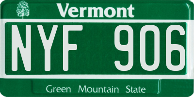 VT license plate NYF906