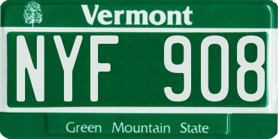 VT license plate NYF908