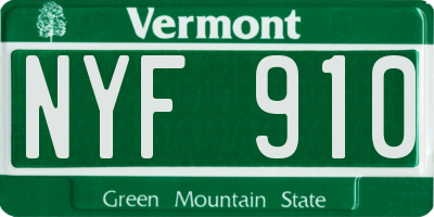 VT license plate NYF910