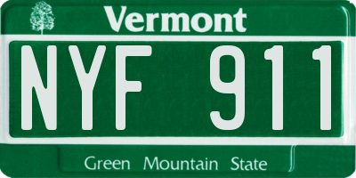 VT license plate NYF911