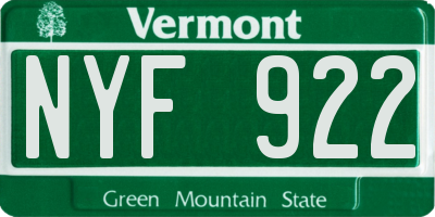 VT license plate NYF922