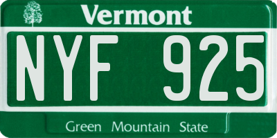 VT license plate NYF925