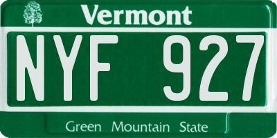 VT license plate NYF927