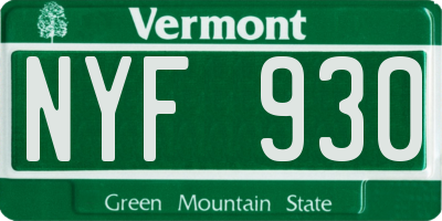 VT license plate NYF930