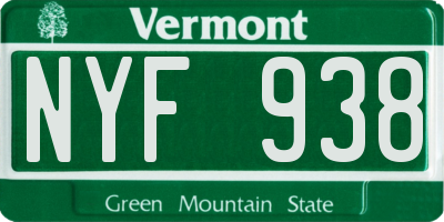 VT license plate NYF938