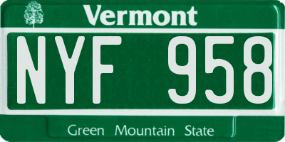 VT license plate NYF958