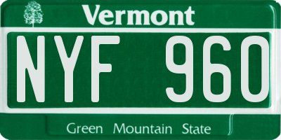 VT license plate NYF960