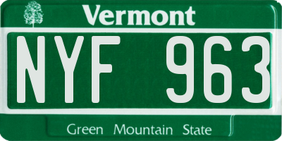 VT license plate NYF963