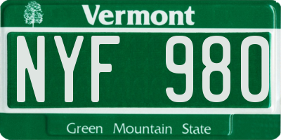 VT license plate NYF980