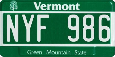 VT license plate NYF986