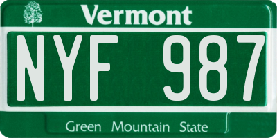VT license plate NYF987