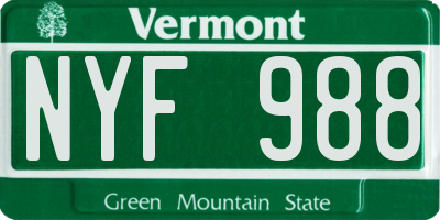 VT license plate NYF988
