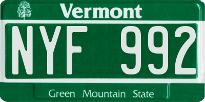 VT license plate NYF992