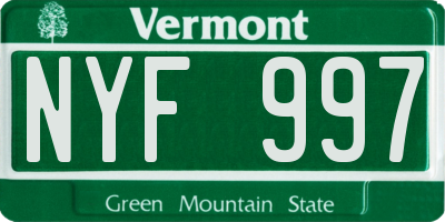 VT license plate NYF997