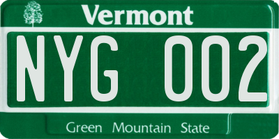 VT license plate NYG002