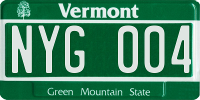 VT license plate NYG004