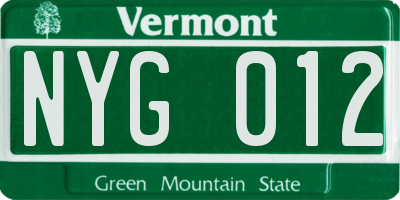 VT license plate NYG012