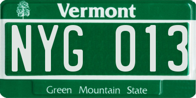 VT license plate NYG013
