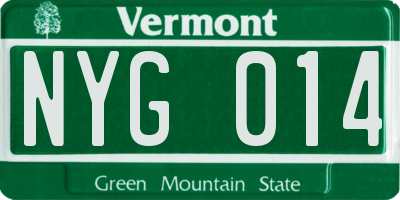VT license plate NYG014
