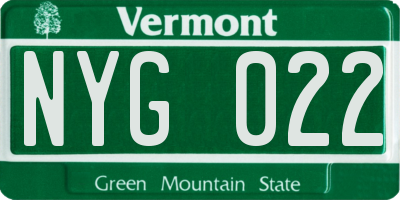 VT license plate NYG022